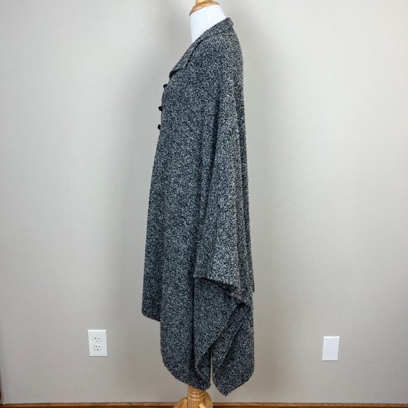 VON SAKEN Poncho Sweater Womens One Size Gray Wool Blend Knit Toggle Longline - Picture 8 of 13